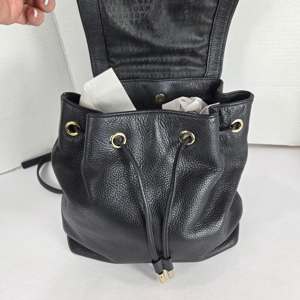 Kate Spade Black Mulberry Pebbled Leather Backpack #854 - Picture 10 of 13